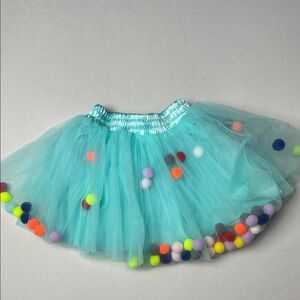 Colorful Tulle Skirt with Pom Poms